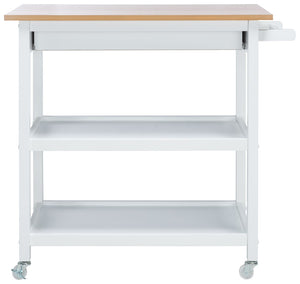 Safavieh Cohyn Kitchen Cart With 2 Drawers And 2 Open Shelves For Stylish Storage And Prep Space Natural / White KCH1401B