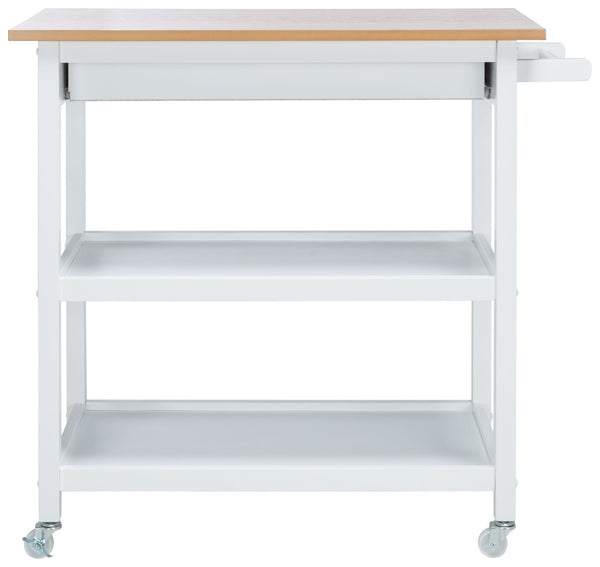 Safavieh Cohyn Kitchen Cart With 2 Drawers And 2 Open Shelves For Stylish Storage And Prep Space Natural / White KCH1401B