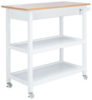 Safavieh Cohyn Kitchen Cart With 2 Drawers And 2 Open Shelves For Stylish Storage And Prep Space Natural / White KCH1401B