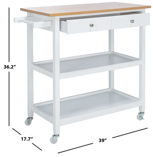Safavieh Cohyn Kitchen Cart With 2 Drawers And 2 Open Shelves For Stylish Storage And Prep Space Natural / White KCH1401B