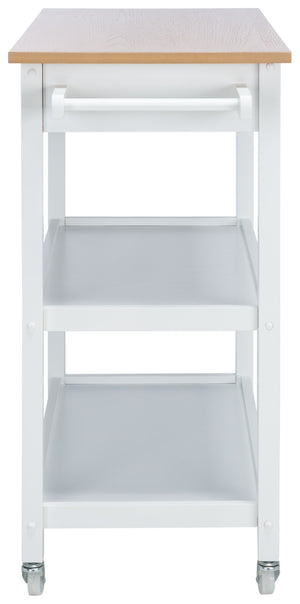 Safavieh Cohyn Kitchen Cart With 2 Drawers And 2 Open Shelves For Stylish Storage And Prep Space Natural / White KCH1401B