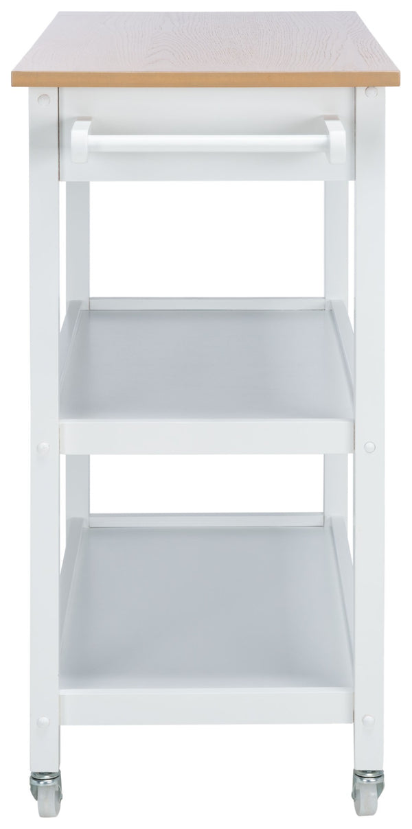 Safavieh Cohyn Kitchen Cart With 2 Drawers And 2 Open Shelves For Stylish Storage And Prep Space Natural / White KCH1401B