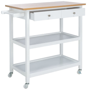Safavieh Cohyn Kitchen Cart With 2 Drawers And 2 Open Shelves For Stylish Storage And Prep Space Natural / White KCH1401B