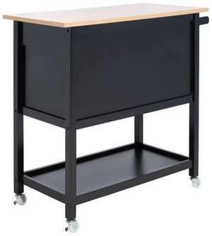Safavieh Daley Versatile Kitchen Cart With 2 Drawers & 2 Open Shelves For Stylish Storage & Prep Space Natural / Matte Black KCH1402A