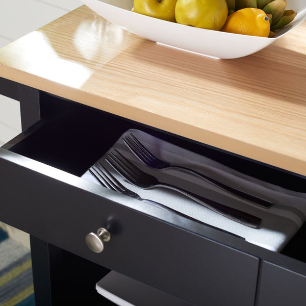 Safavieh Daley Versatile Kitchen Cart With 2 Drawers & 2 Open Shelves For Stylish Storage & Prep Space Natural / Matte Black KCH1402A