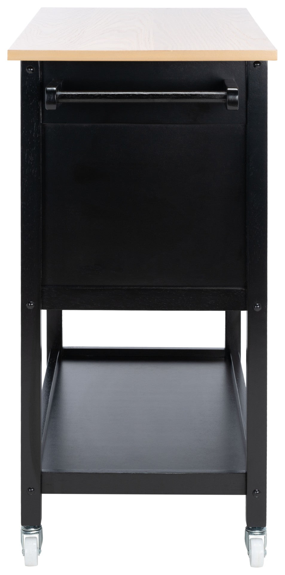 Safavieh Daley Versatile Kitchen Cart With 2 Drawers & 2 Open Shelves For Stylish Storage & Prep Space Natural / Matte Black KCH1402A