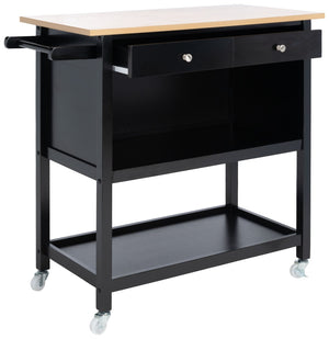 Safavieh Daley Versatile Kitchen Cart With 2 Drawers & 2 Open Shelves For Stylish Storage & Prep Space Natural / Matte Black KCH1402A
