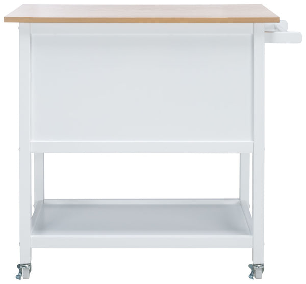 Safavieh Daley Versatile Kitchen Cart With 2 Drawers & 2 Open Shelves For Stylish Storage & Prep Space Natural / White KCH1402B