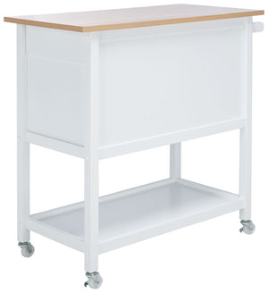 Safavieh Daley Versatile Kitchen Cart With 2 Drawers & 2 Open Shelves For Stylish Storage & Prep Space Natural / White KCH1402B
