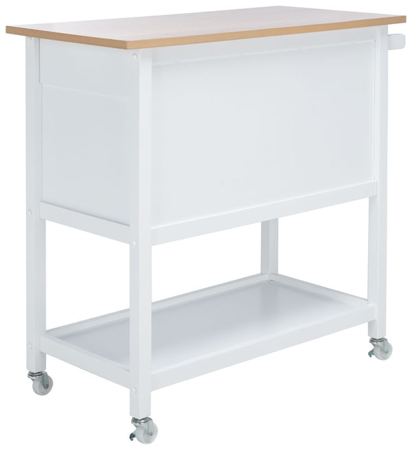 Safavieh Daley Versatile Kitchen Cart With 2 Drawers & 2 Open Shelves For Stylish Storage & Prep Space Natural / White KCH1402B