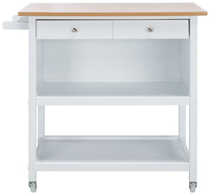 Safavieh Daley Versatile Kitchen Cart With 2 Drawers & 2 Open Shelves For Stylish Storage & Prep Space Natural / White KCH1402B