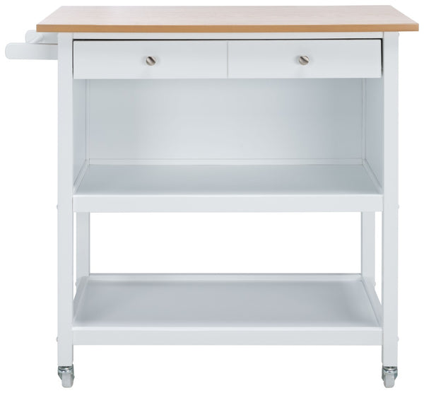 Safavieh Daley Versatile Kitchen Cart With 2 Drawers & 2 Open Shelves For Stylish Storage & Prep Space Natural / White KCH1402B