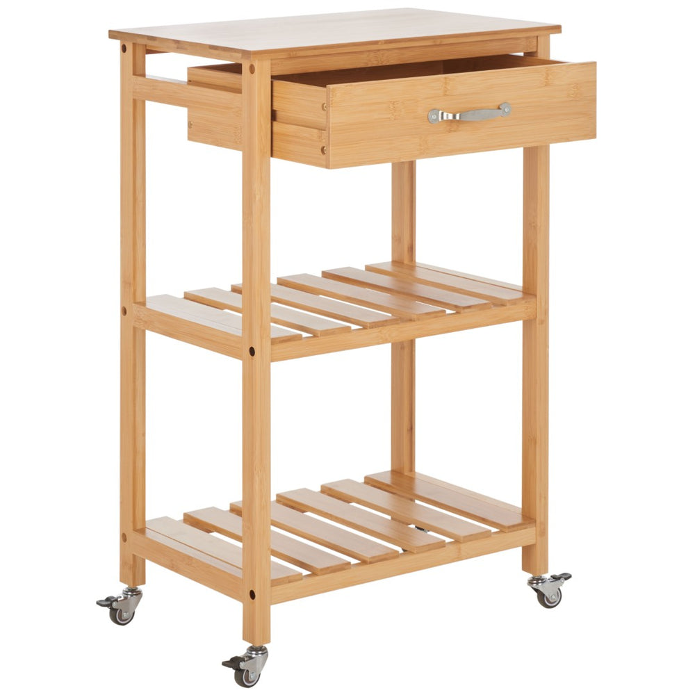 Safavieh Corteau Bamboo Kitchen Cart - Versatile, Stylish Storage With Rolling Casters For Modern Spaces KCH1900A