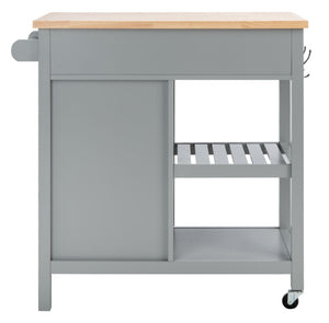 Safavieh Locklyn Versatile Kitchen Cart With Storage Drawers, Open Shelves, And Classic Farmhouse Style Grey / Natural KCH8703A