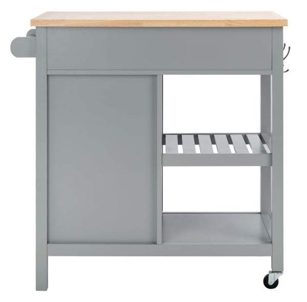 Safavieh Locklyn Versatile Kitchen Cart With Storage Drawers, Open Shelves, And Classic Farmhouse Style Grey / Natural KCH8703A
