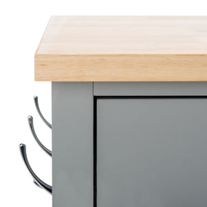 Safavieh Locklyn Versatile Kitchen Cart With Storage Drawers, Open Shelves, And Classic Farmhouse Style Grey / Natural KCH8703A