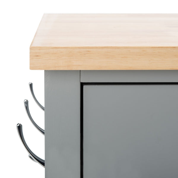 Safavieh Locklyn Versatile Kitchen Cart With Storage Drawers, Open Shelves, And Classic Farmhouse Style Grey / Natural KCH8703A