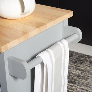 Safavieh Locklyn Versatile Kitchen Cart With Storage Drawers, Open Shelves, And Classic Farmhouse Style Grey / Natural KCH8703A