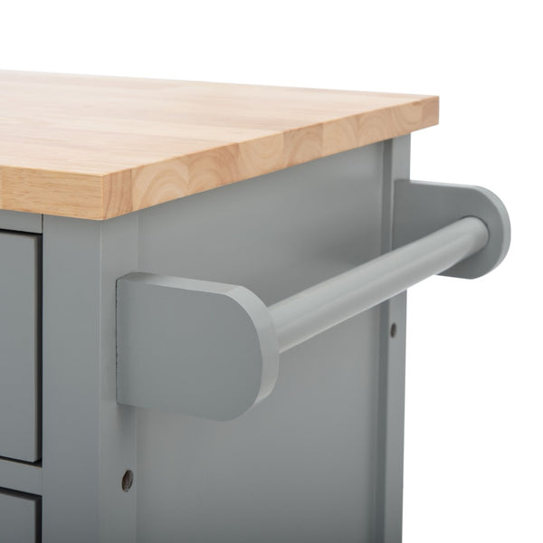 Safavieh Locklyn Versatile Kitchen Cart With Storage Drawers, Open Shelves, And Classic Farmhouse Style Grey / Natural KCH8703A