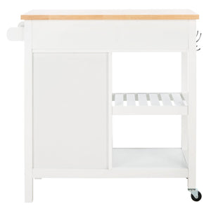 Safavieh Locklyn Versatile Kitchen Cart With Storage Drawers, Open Shelves, And Classic Farmhouse Style White / Natural KCH8703B