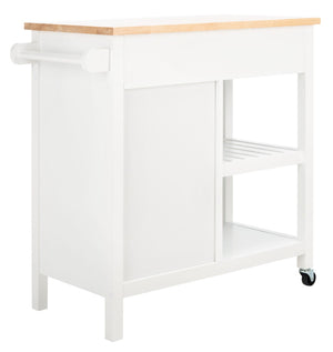 Safavieh Locklyn Versatile Kitchen Cart With Storage Drawers, Open Shelves, And Classic Farmhouse Style White / Natural KCH8703B