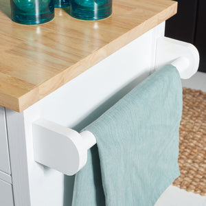 Safavieh Locklyn Versatile Kitchen Cart With Storage Drawers, Open Shelves, And Classic Farmhouse Style White / Natural KCH8703B