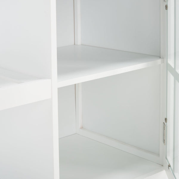 Safavieh Locklyn Versatile Kitchen Cart With Storage Drawers, Open Shelves, And Classic Farmhouse Style White / Natural KCH8703B