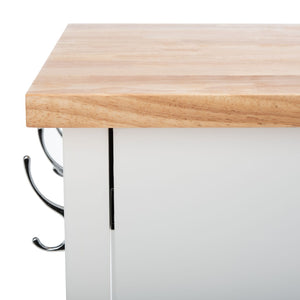 Safavieh Kiko Farmhouse Kitchen Cart With 2 Drawers, 2 Slatted Shelves & Hooks For Stylish Storage Solutions KCH8704A