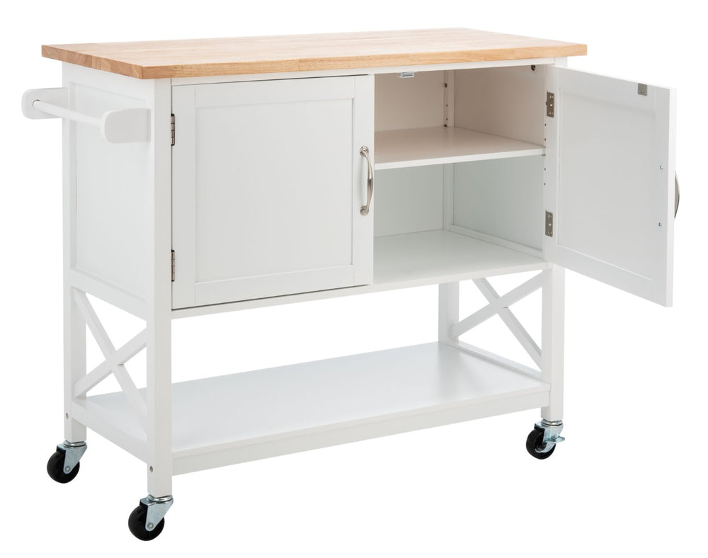 Safavieh Kesler 2-Door Kitchen Cart With Open Shelf – Stylish Storage & Prep Space For Every Home Chef KCH8705A