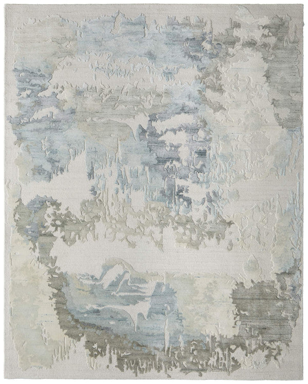 Feizy Rugs Kendall Hand-Tufted Abstract Area Rug with Cut and Loop Pile for Modern Living 5' x 8' KDL8A62FBLUGRYE10