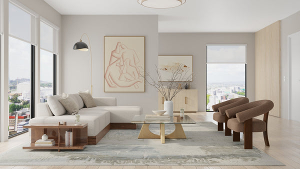 Feizy Rugs Kendall Hand-Tufted Abstract Area Rug with Cut and Loop Pile for Modern Living 5' x 8' KDL8A62FBLUGRYE10