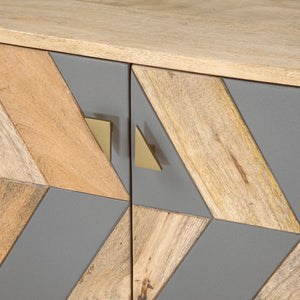 Lh Imports London Sideboard - Chic Mango Wood & Concrete Design With Brass Accents For Retro Home Decor Brown,Grey Mango Wood,Concrete Inlay,Steel,Mdf, Mango Veneer Ken003b