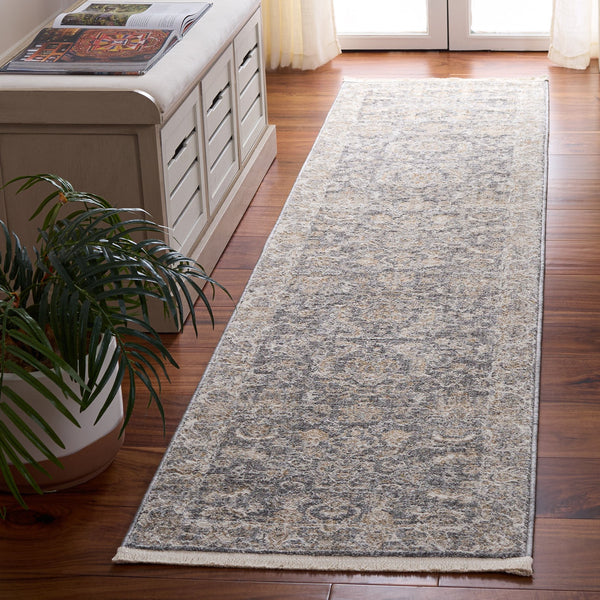Safavieh Kendal Plush 2X8 Runner In Dark Grey & Ivory Beige — 3/8" Low Pile, Power-Loomed Turkey, Stain-Resistant Blend KEN802H-28