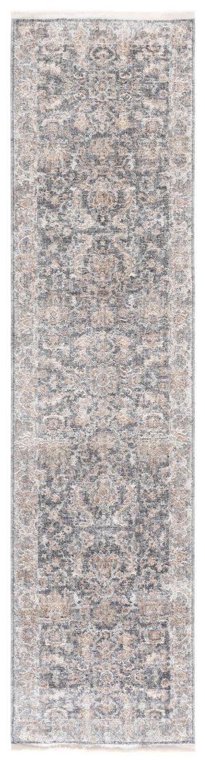 Safavieh Kendal Plush 2X8 Runner In Dark Grey & Ivory Beige — 3/8" Low Pile, Power-Loomed Turkey, Stain-Resistant Blend KEN802H-28