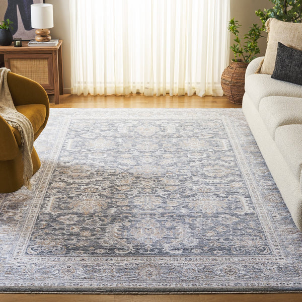 Safavieh Kendal Plush 2X8 Runner In Dark Grey & Ivory Beige — 3/8" Low Pile, Power-Loomed Turkey, Stain-Resistant Blend KEN802H-28