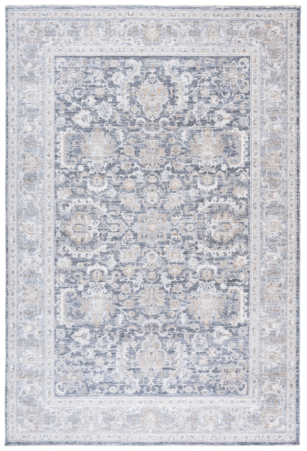 Safavieh Kendal Plush 2X8 Runner In Dark Grey & Ivory Beige — 3/8" Low Pile, Power-Loomed Turkey, Stain-Resistant Blend KEN802H-28