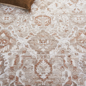 Safavieh Kendal Elegant Transitional Area Rug, Exquisite Turkish Design For Hallways, Adds Warmth & Charm Ivory ,Rust Beige 82% Polyester  18% Cotton Ken804a-5