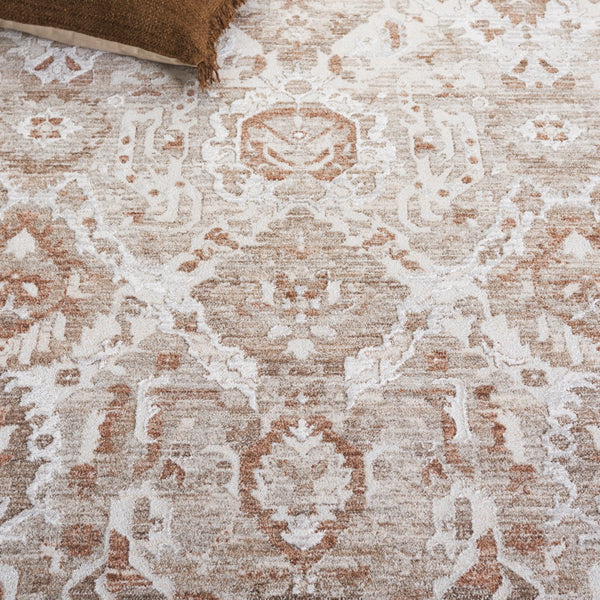 Safavieh Kendal Elegant Transitional Area Rug, Exquisite Turkish Design For Hallways, Adds Warmth & Charm Ivory ,Rust Beige 82% Polyester  18% Cotton Ken804a-5