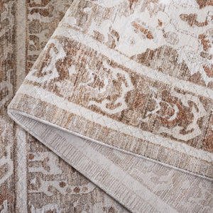 Safavieh Kendal Elegant Transitional Area Rug, Exquisite Turkish Design For Hallways, Adds Warmth & Charm Ivory ,Rust Beige 82% Polyester  18% Cotton Ken804a-5