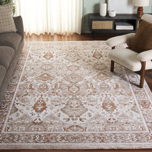 Safavieh Kendal Elegant Transitional Area Rug, Exquisite Turkish Design For Hallways, Adds Warmth & Charm Ivory ,Rust Beige 82% Polyester  18% Cotton Ken804a-5