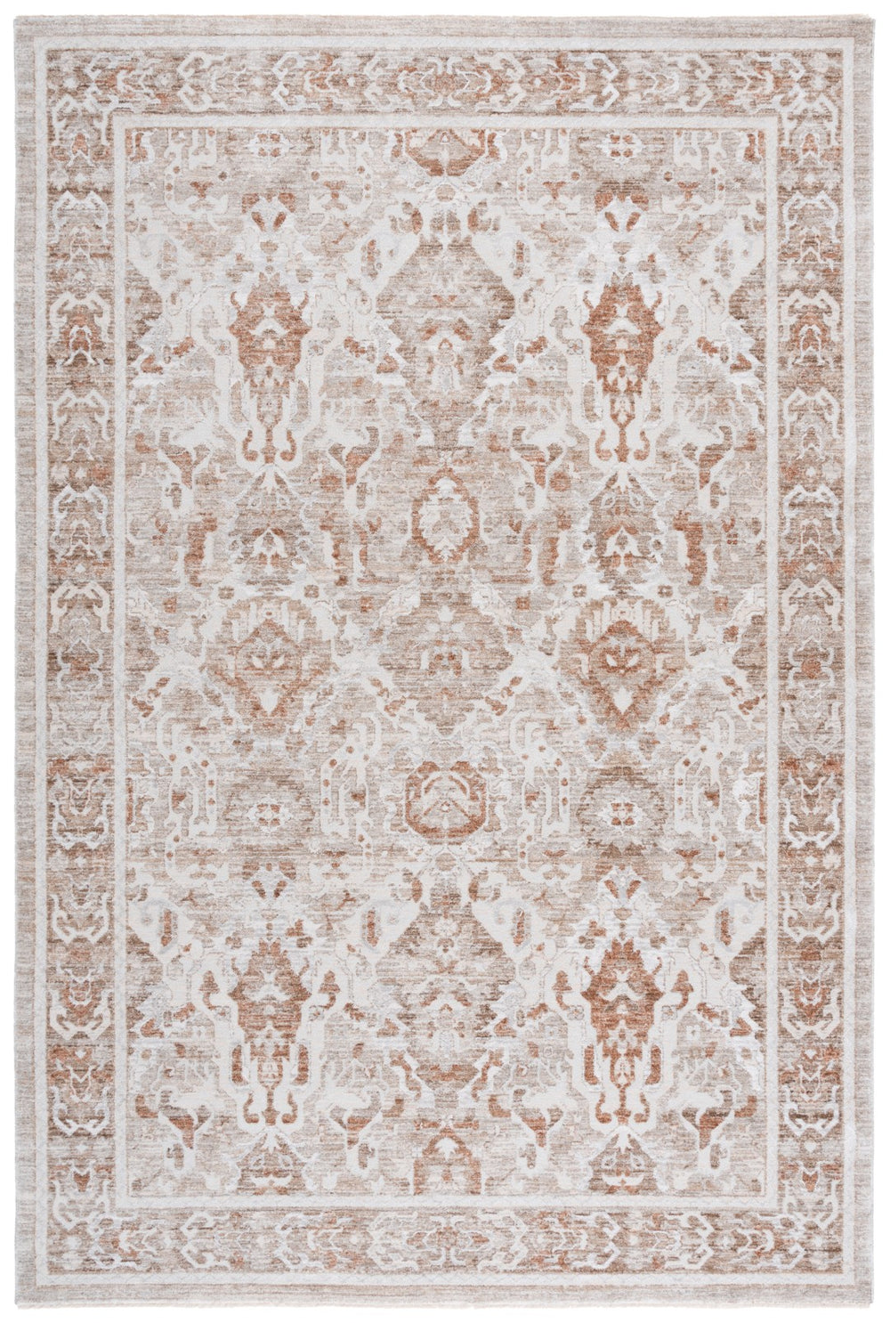 Safavieh Kendal Elegant Transitional Area Rug, Exquisite Turkish Design For Hallways, Adds Warmth & Charm Ivory ,Rust Beige 82% Polyester  18% Cotton Ken804a-5