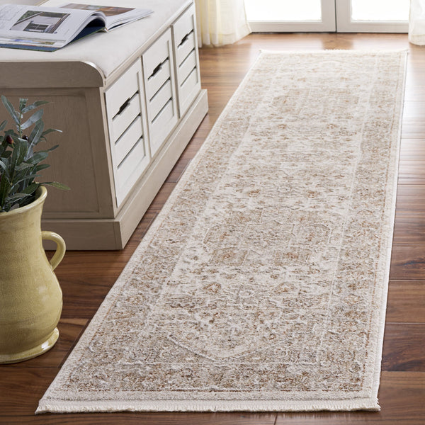 Safavieh Kendal Elegant Ivory Beige-Grey Runner Rug, Low-Profile 3/8″ Pile, Power-Loomed Durability From Turkey 2'-0" x 8'-0" KEN808A-28