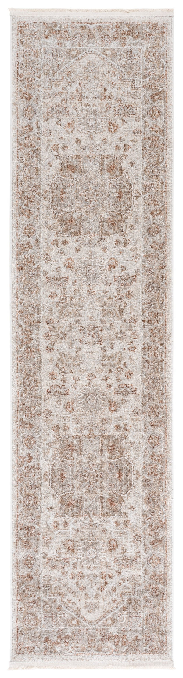 Safavieh Kendal Elegant Ivory Beige-Grey Runner Rug, Low-Profile 3/8″ Pile, Power-Loomed Durability From Turkey 2'-0" x 8'-0" KEN808A-28
