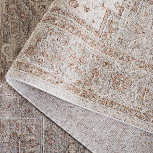 Safavieh Kendal Elegant Ivory Beige-Grey Runner Rug, Low-Profile 3/8″ Pile, Power-Loomed Durability From Turkey 2'-0" x 8'-0" KEN808A-28