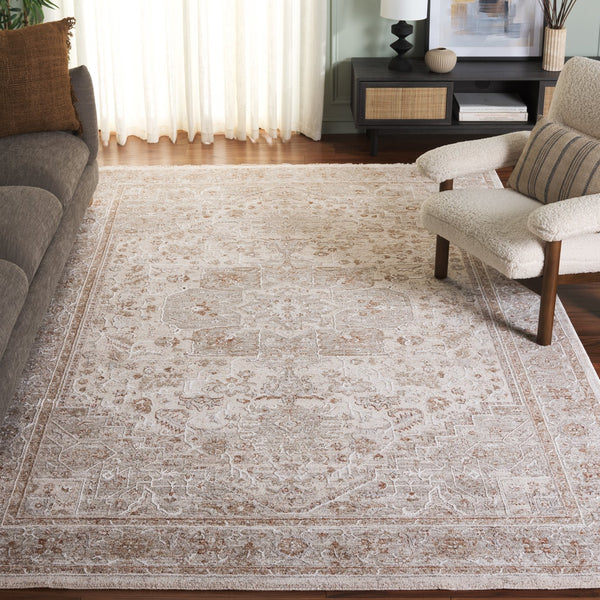 Safavieh Kendal Ivory Beige-Grey Floral Area Rug — Turkish-Made, Low-Profile, Power-Loomed Comfort And Style 4'-0" x 5'-7" KEN808A-4