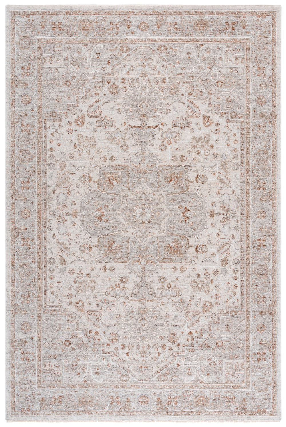 Safavieh Kendal Ivory Beige-Grey Floral Area Rug — Turkish-Made, Low-Profile, Power-Loomed Comfort And Style 4'-0" x 5'-7" KEN808A-4