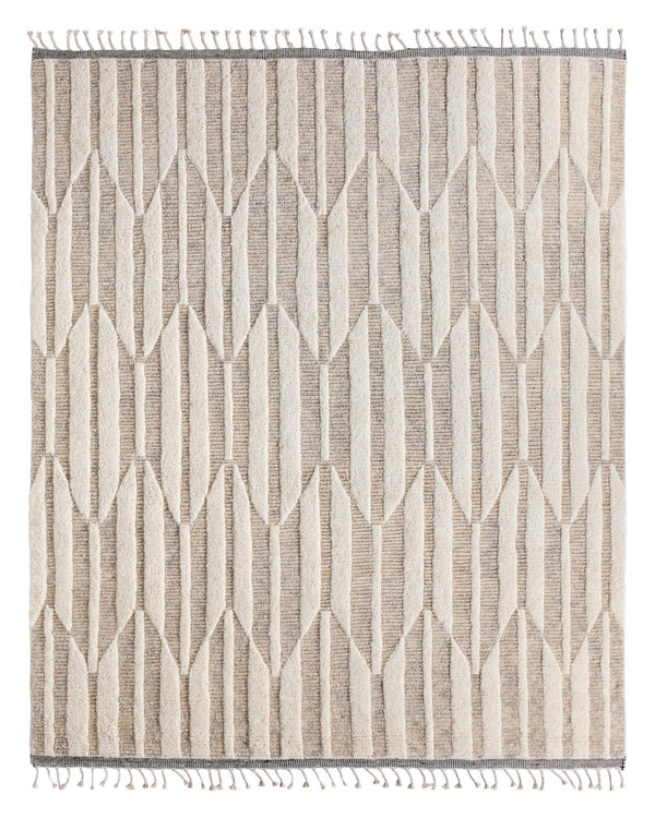 Jaipur Living Jaipur Living Keoka Wool Hand-knotted Geometric Area Rug Neutral Tones Fringe RUG152175