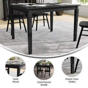 English Elm Henry 47" Solid Wood Dining Table - Durable and Elegant Commercial-Grade Design for Dining Spaces Black Matte 36.25"W x 47"D x 30.25"H KER-T-217-BLK-47-GG