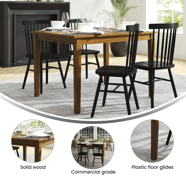 English Elm Henry 47" Solid Wood Dining Table - Durable and Elegant Commercial-Grade Design for Dining Spaces Brown Matte 36.25"W x 47"D x 30.25"H KER-T-217-BRN-47-GG