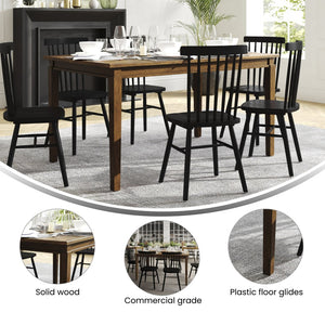 English Elm Henry 60" Solid Wood Dining Table - Commercial Grade, Durable Design for Restaurants & Homes Brown Matte 36.25"W x 60"D x 30.25"H KER-T-217-BRN-60-GG